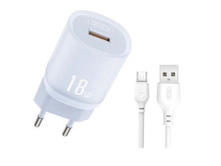 XO L157(EU) QC3.0 18W Φορτιστής με Καλώδιο Micro Μπλε | ATC | 16.006.0347