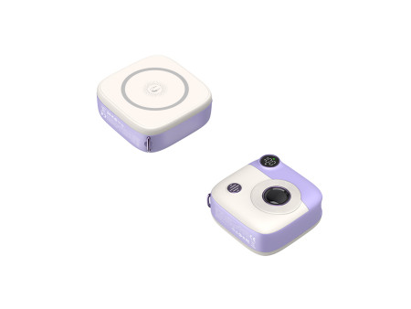 XO PR223 mini camera digital display fast charging power bank 10000mAh (Purple & White) | ATC | 16.010.0062