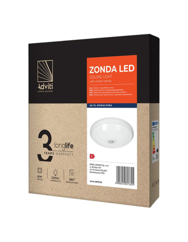 6076 ZONDA ΦΩΤΙΣΤΙΚΟ LED ΣΤΡΟΓΓΥΛΟ ΛΕΥΚΟ Φ290/67 ΜΕ ΑΝΙΧΝΕΥΤΗ ΚΙΝΗΣΗΣ 16W 4000K ORNO | REDPOINT | 27749