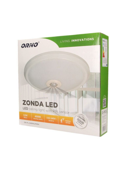 6076 ZONDA ΦΩΤΙΣΤΙΚΟ LED ΣΤΡΟΓΓΥΛΟ ΛΕΥΚΟ Φ290/67 ΜΕ ΑΝΙΧΝΕΥΤΗ ΚΙΝΗΣΗΣ 16W 4000K ORNO | REDPOINT | 27749