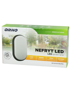 6147 NEFRYT ΦΩΤΙΣΤΙΚΟ LED ΕΞΩΤΕΡΙΚΟ ΟΒΑΛ 119/212/44 ΜΑΥΡΟ 15W 4000K IP54 ORNO | REDPOINT | 27768 2