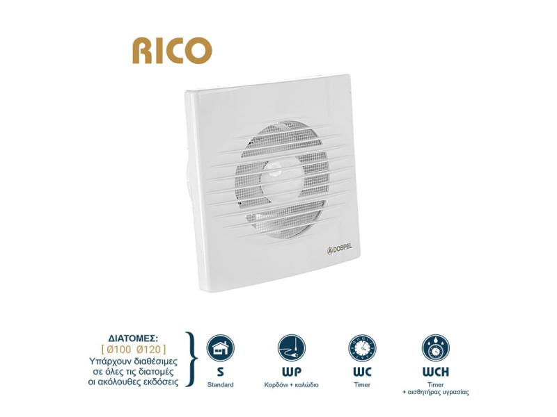 007-4202 RICO WP ΕΞΑΕΡΙΣΤΗΡΑΣ ΛΟΥΤΡΟΥ ΜΕ ΚΟΡΔΟΝΙ + ΚΑΛΩΔΙΟ Φ100 15W ΛΕΥΚΟΣ DOSPEL | REDPOINT | 29521