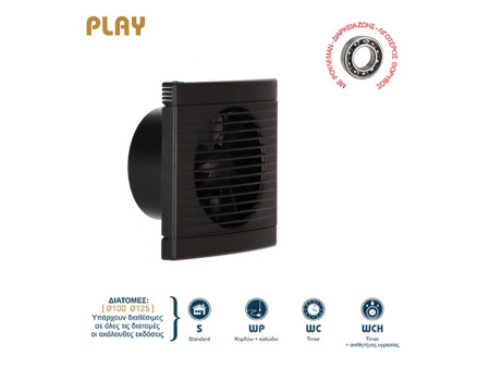 007-7635 PLAY CLASSIC ΕΞΑΕΡΙΣΤΗΡΑΣ ΛΟΥΤΡΟΥ ΜΕ ΡΟΥΛΕΜΑΝ Φ100 12W ΜΑΥΡΟΣ DOSPEL | REDPOINT | 29516