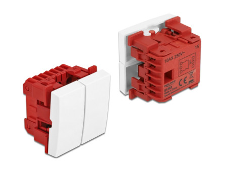 DELOCK module διακόπτης Easy 45 81363, διπλός, 1-pole, 1-way, λευκός